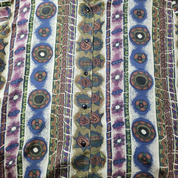 Vintage Silk Stunt Collections Earthtone Abstract Style Shirt size Medium - Picture 9 of 11